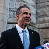 Former New York Gov. Andrew Cuomo speaks outside the West Side Institutional Synagogue on April 1, 2025, in New York City.