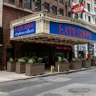 The Ed Sullivan Theater, where the 'Late Show' is recorded live, stands in midtown Manhattan on July 18, 2025 in New York City. 