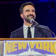 New York City mayor-elect Zohran Mamdani speaks during a 'New York is Not For Sale' rally at Forest Hills Stadium on October 26, 2025 in the Queens borough of New York City. 