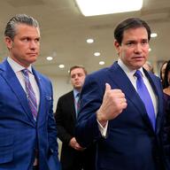 U.S. Secretary of War Pete Hegseth (L) and U.S. Secretary of State Marco Rubio speak to the media following a closed door briefing with senators on the U.S. the capture of Venezuela’s Nicolas Maduro a