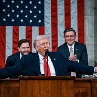 U.S. President Donald Trump delivers the State of the Union address during a joint session of Congress in the House Chamber at the Capitol on February 24, 2026 in Washington, DC. 