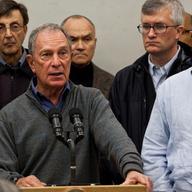 New York City Mayor Michael Bloomberg at Seward Park High School warning people in low-lying areas to evacuate