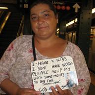 Aphrodita Chiciou, a Romanian immigrant, sings in the subway in the hopes that subway riders will give her money to help support her family.