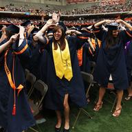Graduates at ceremony