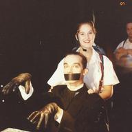 Lisa Bielawa on the set of <em>Einstein on the Beach</em> with dancer Michele Pogliani (1992)