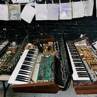 Vintage synthesizers destroyed by Hurricane Sandy at music non-profit organization New Amsterdam.