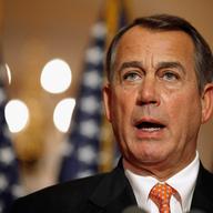 Speaker of the House U.S. Rep. John Boehner (R-OH) answers reporters' questions during a brief news conference on the payroll tax vote