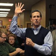 Republican presidential candidate former U.S. Senator Rick Santorum (R-PA) speaks during a campaign stop at the Daily Grind coffee shop on January 1, 2012 in Sioux City, Iowa.