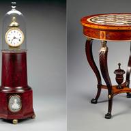 This mahogany 19th-century Gueridon Table and this Shelf Clock both became part of the White House collection in 1961.