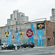 Not One More Death; a memorial mural project organized by Groundswell in the wake of several deaths at this intersection.