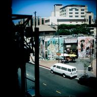 A view of Mariachi Plaza from the Boyle Hotel