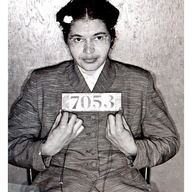 Rosa Parks after her arrest for refusing to give up her bus seat in Montgomery, AL 1955.