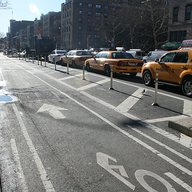 Protected bicycle lanes on Broadway