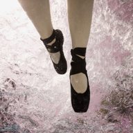 Woman in a Pool with Ballet Shoes On