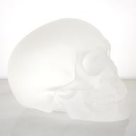 This piece called "Crystal Skull 1-12" is made of cast glass.