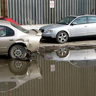 Pools of water at Willets Point, Queens