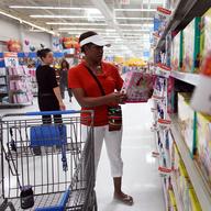 Tanya Johnson shops in the toy department of the Wal-Mart store on October 8, 2009 in Pompano Beach, Florida. 