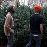 Christmas tree shopping on the warmest November 28th in New York City history.