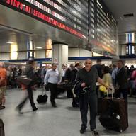 Amtrak commuters at New York Penn Station