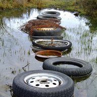 car wheels in a stream