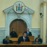 New Jersey Governor Chris Christie gives his budget plan in Trenton.