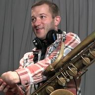 Colin Stetson stretches before his Soundcheck perforamance.