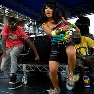 Hanna Herbeltson got down at the South Street Seaport's Mad Decent Block Party on August 7.