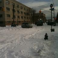 View of East New York from a bus stuck in the snow
