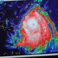 A computer images shows hurricane Earl as it passes through the Caribbean at the National Hurricane Center on August 30, 2010 in Miami, Florida. 