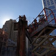 Just a few stories remain at the Deutsche Bank building in lower Manhattan.