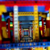 Internal frame of the USS Intrepid in Lego form.