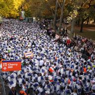 Runners leaving the course after completing the 2008 ING New York City Marathon.
