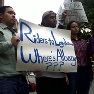 Protesters outside of the Cooper Union on first night of five MTA public hearings on fare hikes