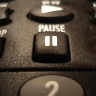 Pause button closeup