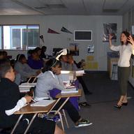 A ninth grade English teacher at Sacramento High School goes over techniques for answering standardized test questions in this photo from last May.