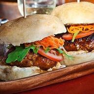 Longga sliders with 'bagoong' mayonnaise