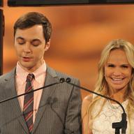 Actors Jim Parsons (L) and Kristin Chenoweth (R) announce The 2012 Tony Award Nominations at The New York Public Library for Performing Arts on May 1, 2012 in New York City.