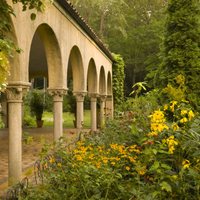 Mediterranean-style buildings at the Caramoor Festival