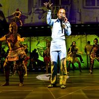 Sahr Ngaujah as Fela Kuti and the Broadway cast of FELA! 