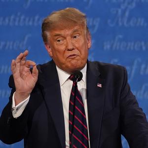 President Donald Trump gestures while speaking during the first presidential debate Tuesday, Sept. 29, 2020, at Case Western University and Cleveland Clinic, in Cleveland, Ohio. 