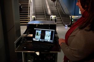 This explosive detection device has a stationary camera that requires someone to constantly monitor for anyone walking by with an explosive device. 
