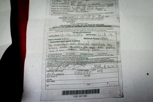 A $500 e-bike summons issued by the NYPD.