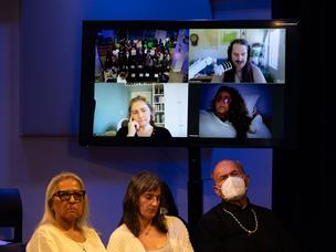 Irma Guerrer, Tanis_Parenteau, Gary Farmer, and Zoom participants during Q and A session