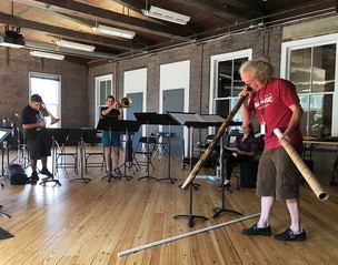 Thousand Year Dreaming Rehearsal Heider Nasralla Kirsten Lies-Warfield Mark Stewart digeridoo