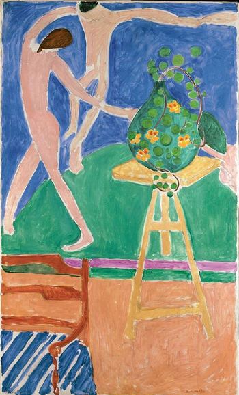Henri Matisse (French, 1869–1954.) Nasturtiums with the Painting "Dance" I. 1912. Oil on canvas, 75-1/2 x 45-3/8 in. (191.8 x 115.3 cm) Henri Matisse (French, 1869–1954.) Nasturtiums with the Painting "Dance" I. 1912. Oil on canvas, 75-1/2 x 45-3/8 in. (191.8 x 115.3 cm)