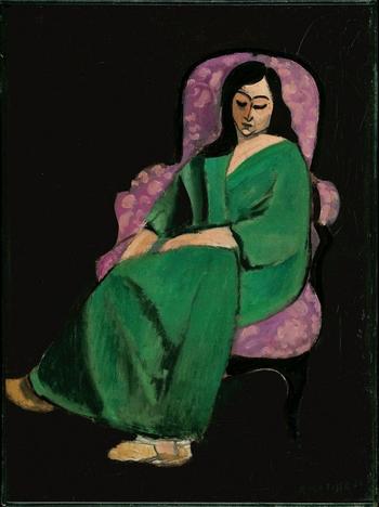 Henri Matisse (French, 1869–1954). Laurette in a Green Robe, Black Background. 1916. Oil on canvas, 28 3/4 x 21 3/8 inches (73 x 54.3 cm) Henri Matisse (French, 1869–1954). Laurette in a Green Robe, Black Background. 1916. Oil on canvas, 28 3/4 x 21 3/8 inches (73 x 54.3 cm)