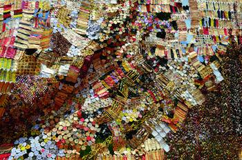 El Anatsui. Detail of a sheet made for possible inclusion in Gli (Wall), 2010. Photo by El Anatsui. 