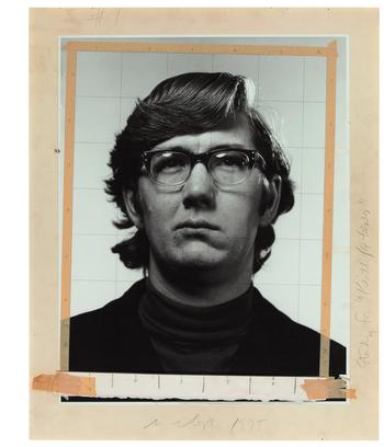Chuck Close. From <em>Study for "Keith/Four times"</em>, 1975, four gelatin silver prints with ink, graphite, and tape, mounted to foamcore