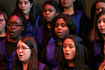 The Brooklyn Youth Chorus performs in the BAMcafé on the last day of the 2013 Crossing Brooklyn Ferry festival.