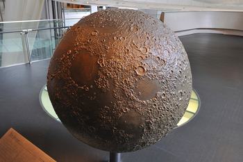 The moon model is on display in the Dorothy and Lewis B. Cullman Hall of the Universe at the Museum of Natural History. 